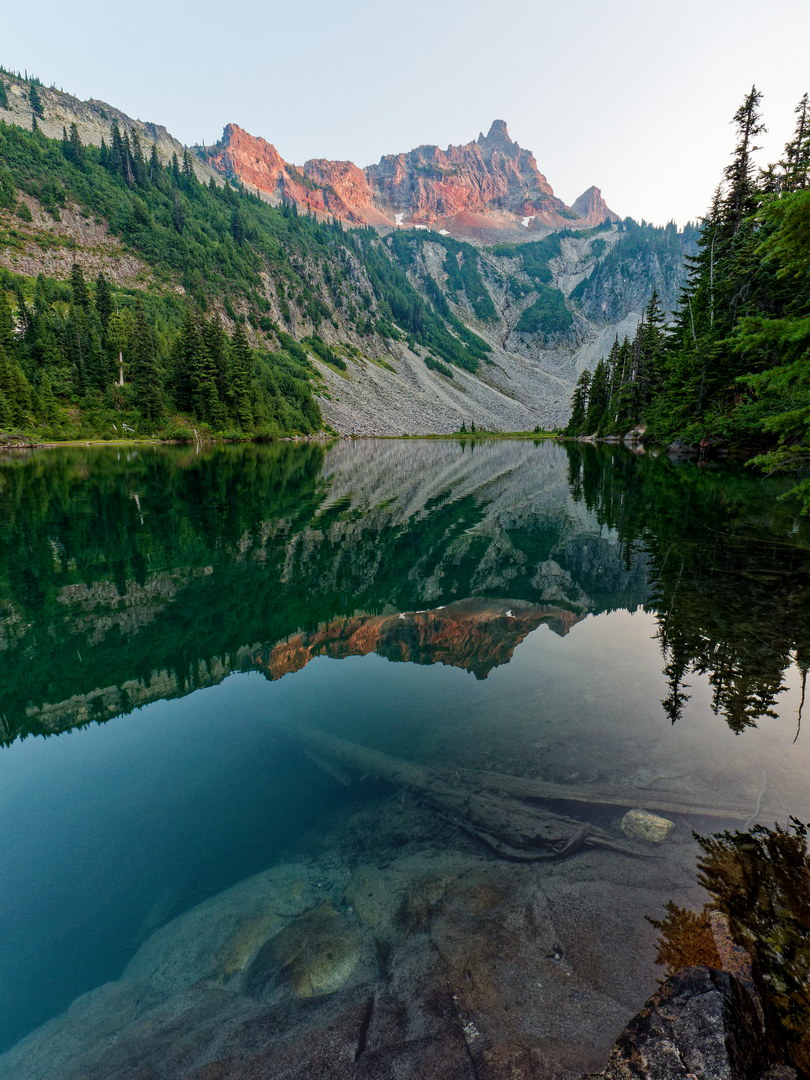 Above: Sunset Light On Unicorn Peak From Snow Lake